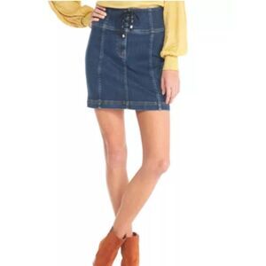 Free People Denim Min Skirt Blue Modern Femme Jean Denim Mini Skirt